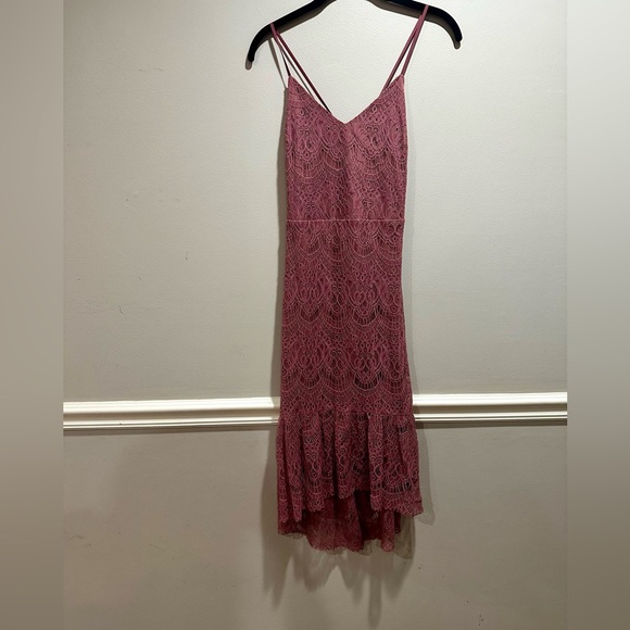 Aqua Women's Pink Lace Sleeveless V-Neck Party Cocktail Midi Dress - Picture 3 of 10